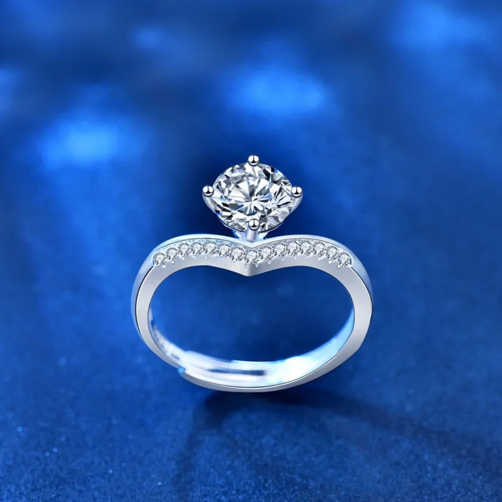 Certified 1ct. t.w. Moissanite Diamond Crown Wedding Engagement Ring NEW